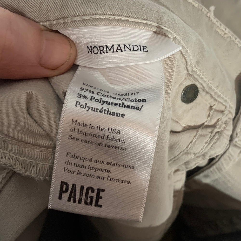 PAIGE Normandie Jeans Men's Khaki  Size 33x30 Straight Stretch Made USA - Picture 7 of 12